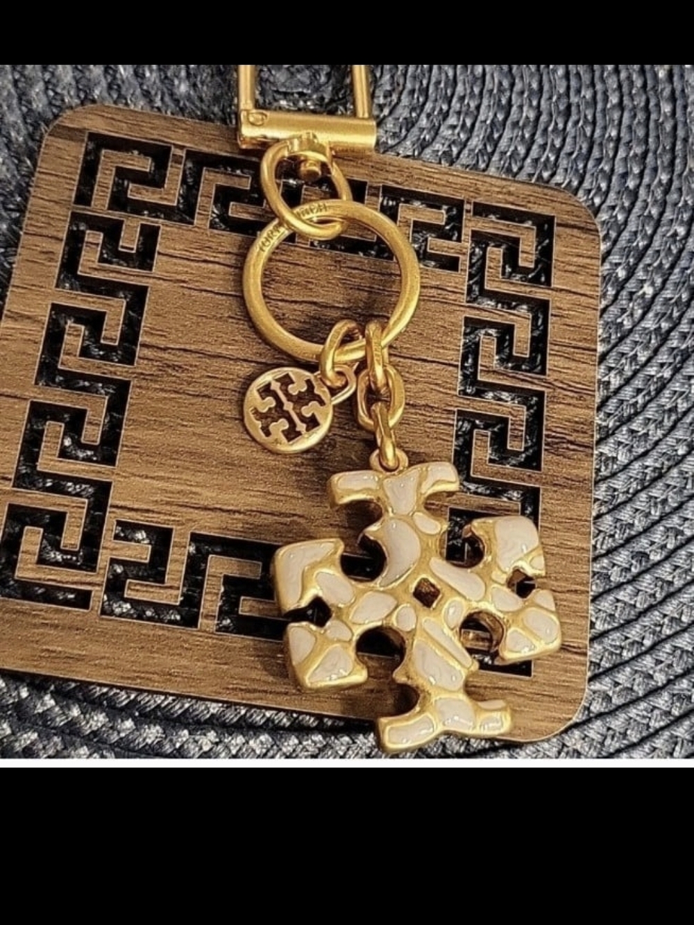 Tory Burch Gold Logo Charm Keychain